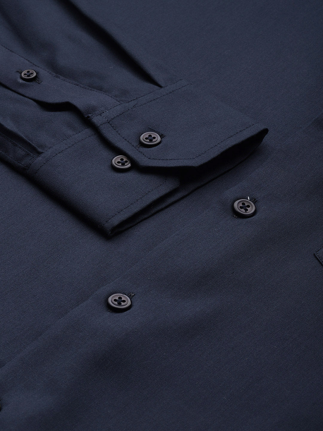 Men Navy Blue Pure Cotton Slim Fit Solid Formal Shirt - #folk republic#