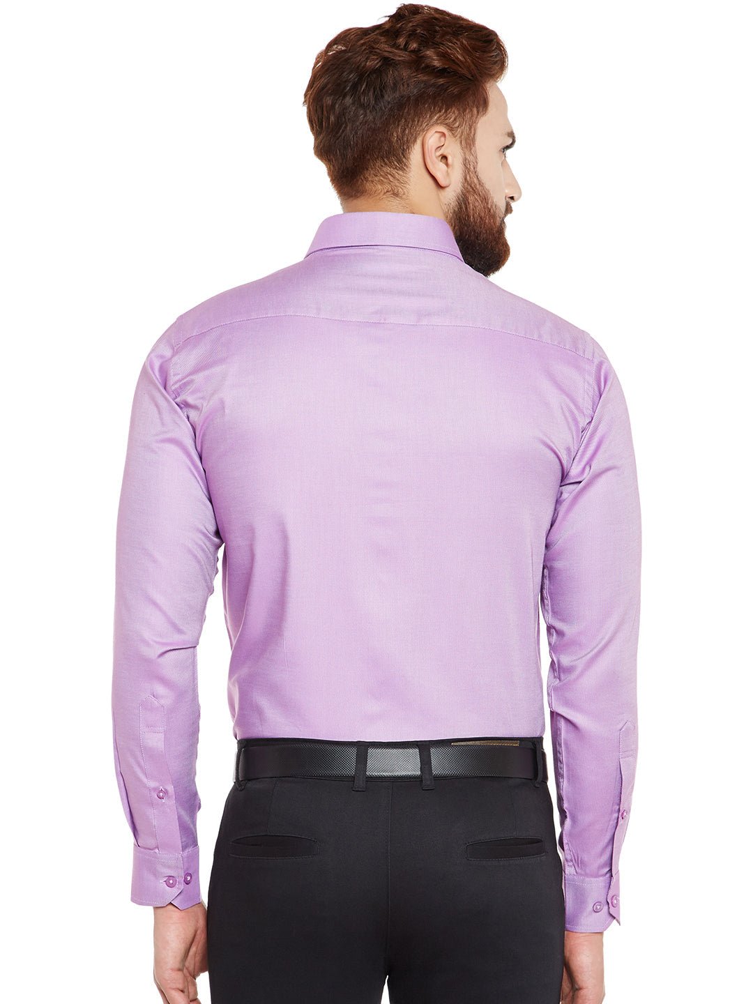 Men Purple Self Design Pure Cotton Slim Fit Formal Shirt - #folk republic#