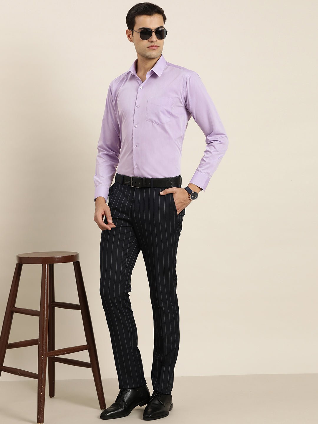 Men Purple Solid Cotton Rich Slim fit Formal Shirt - #folk republic#